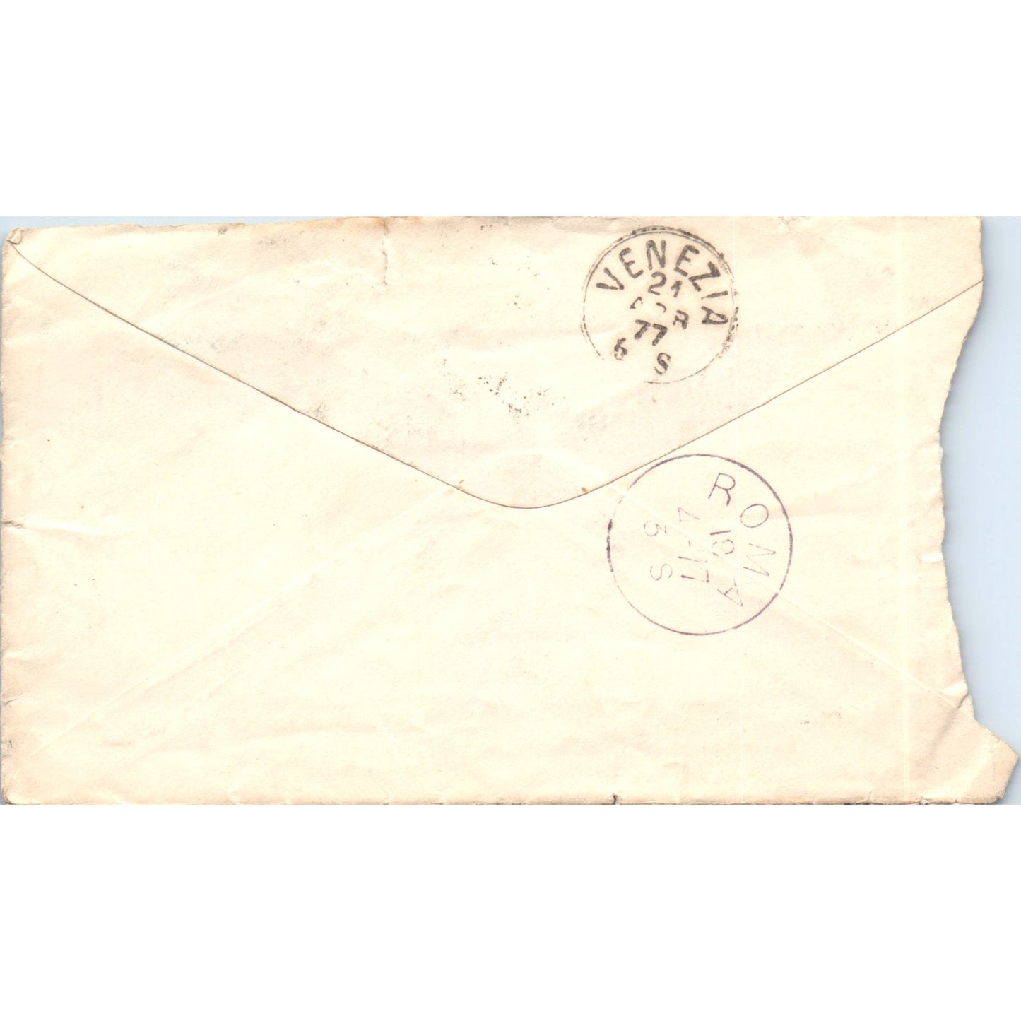 1877 Postal Cover Envelope Venice Rome Theo Dean D21