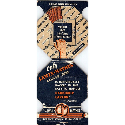 Lewin Mathes Copper Tube St. Louis MO Vintage Miniature Matchbook Cover TH2-Y4