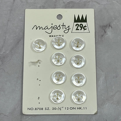 Vintage Lot of 9 Majesty Pearlescent 20 1/2 Buttons on Card 8708 SE2