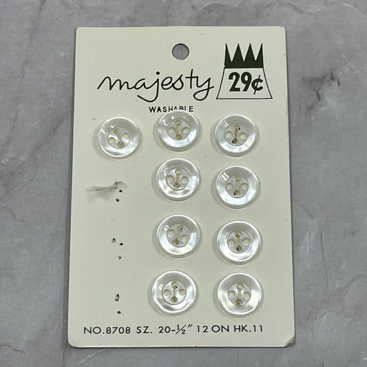 Vintage Lot of 9 Majesty Pearlescent 20 1/2 Buttons on Card 8708 SE2