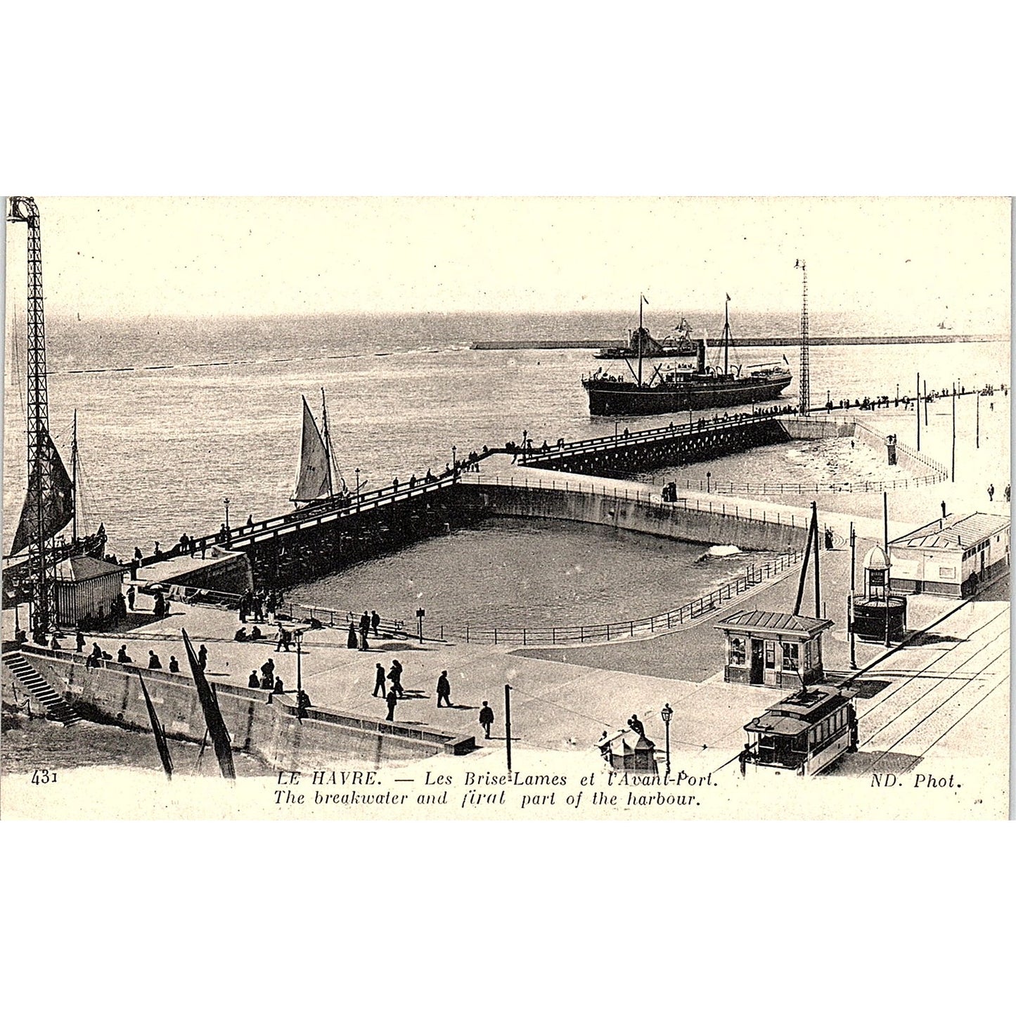 Le Havre Les Brise Lames Et L'Avant-Port French Antique Postcard PE10