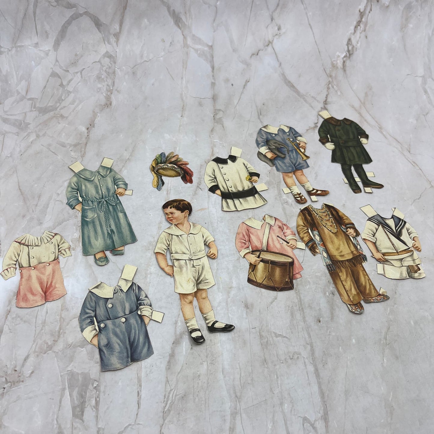 Vintage Paper Doll Set Little Boy With Multiple Outfits TI8-S5