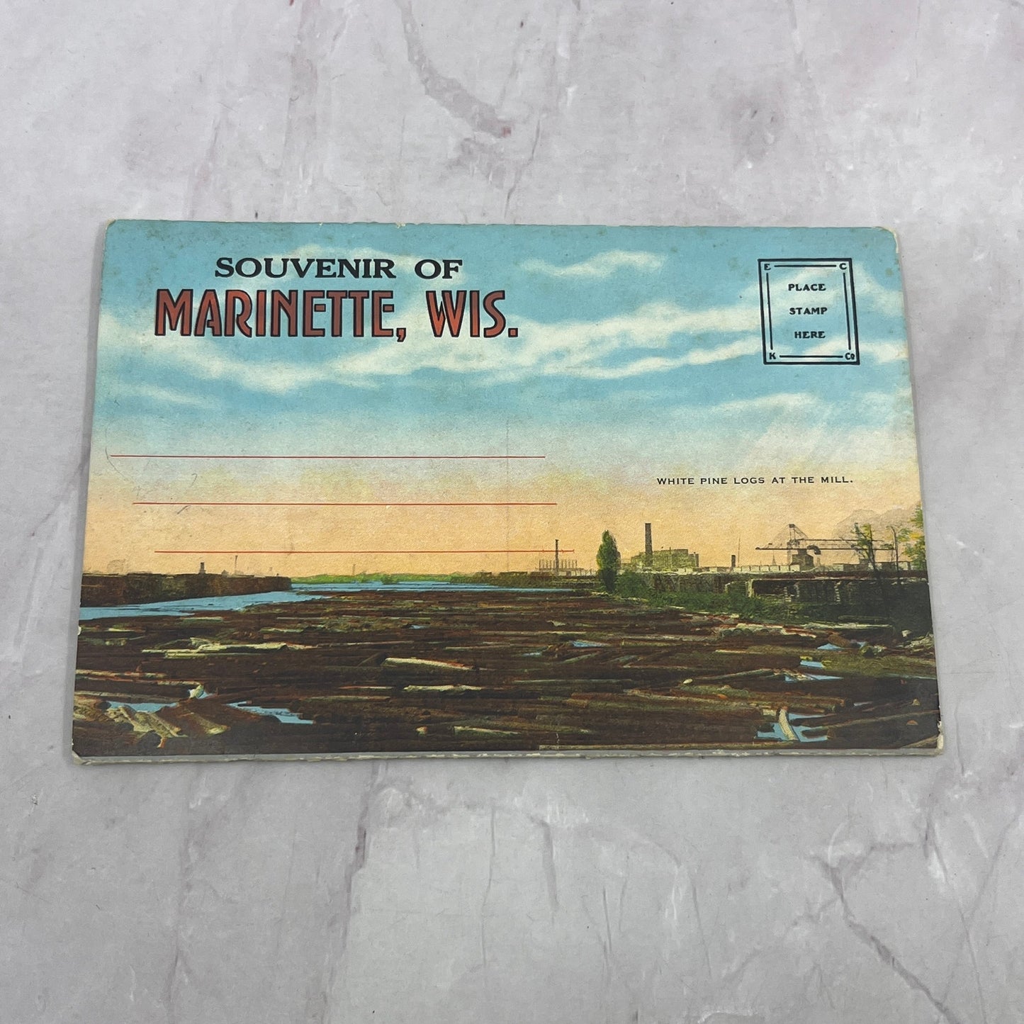 c1920 Souvenir of Marinette Wisconsin Postcard Souvenir Folder TB8-OD