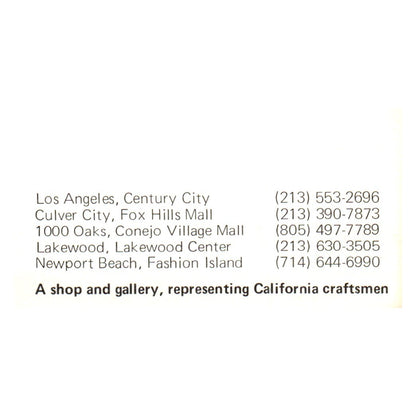 Craft Works Janet McCarty Los Angeles Craftsmen Vintage Business Card SF3-B1