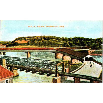 Zanesville Bridge Muskingum & Licking River Ohio Covered Bridge Postcard PC3
