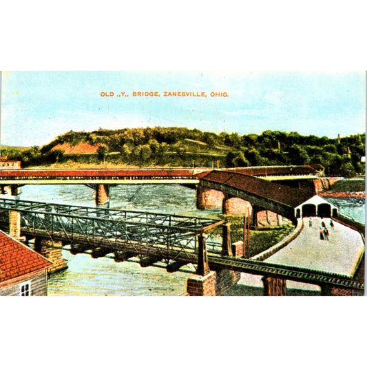 Zanesville Bridge Muskingum & Licking River Ohio Covered Bridge Postcard PC3