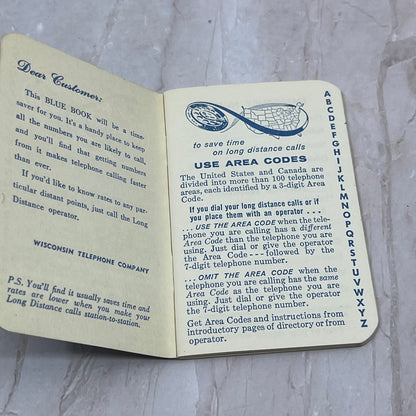 Vintage Pocket Blue Book of Telephone Numbers Wisconsin Telephone Co SB8