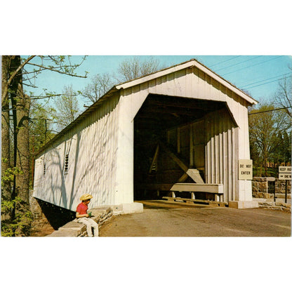 Green Sergeant's Bridge Hunterdon County NJ Vintage Covered Bridge Postcard PC17