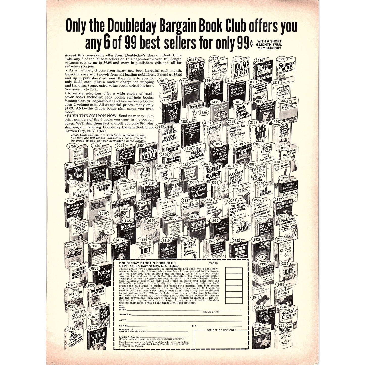 Doubleday Bargain Book Club Garden City NJ 1972 Ad AF3-13