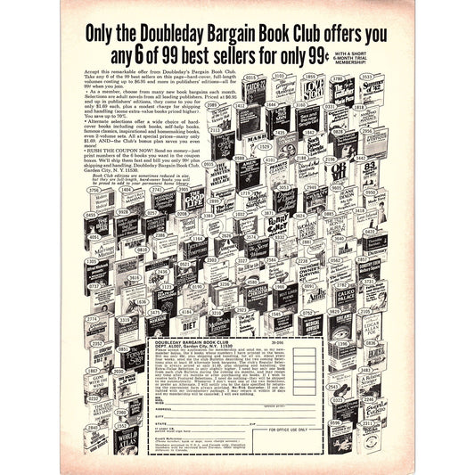 Doubleday Bargain Book Club Garden City NJ 1972 Ad AF3-13