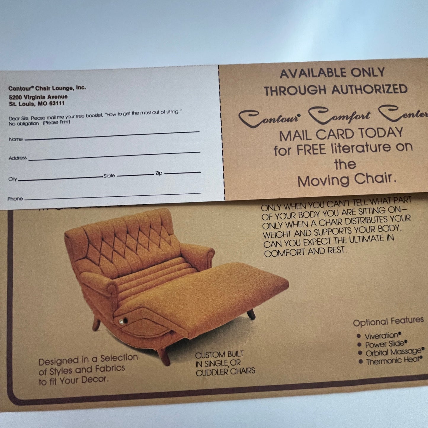 1981 Contour Comfort Centers Contour Chair Lounge St. Louis MO Advertisement K19