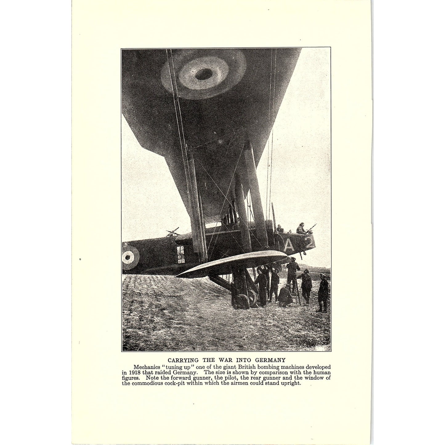 German Albatross Airplane, British Bombing Machine 1919 WWI Print AF9-18
