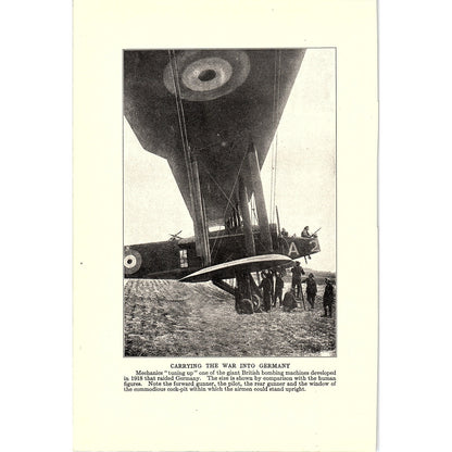 German Albatross Airplane, British Bombing Machine 1919 WWI Print AF9-18