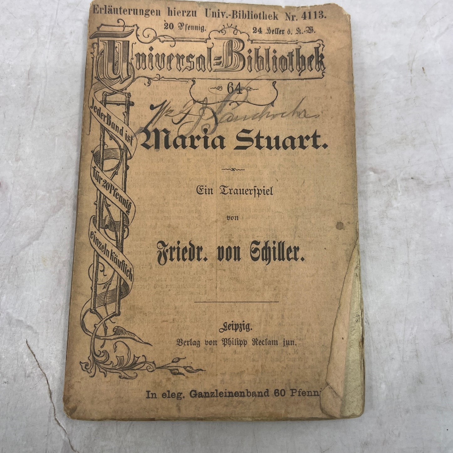 c1900 Universal Bibliothek - Maria Stuart Friedr Von Schiller German Book TJ6-OB