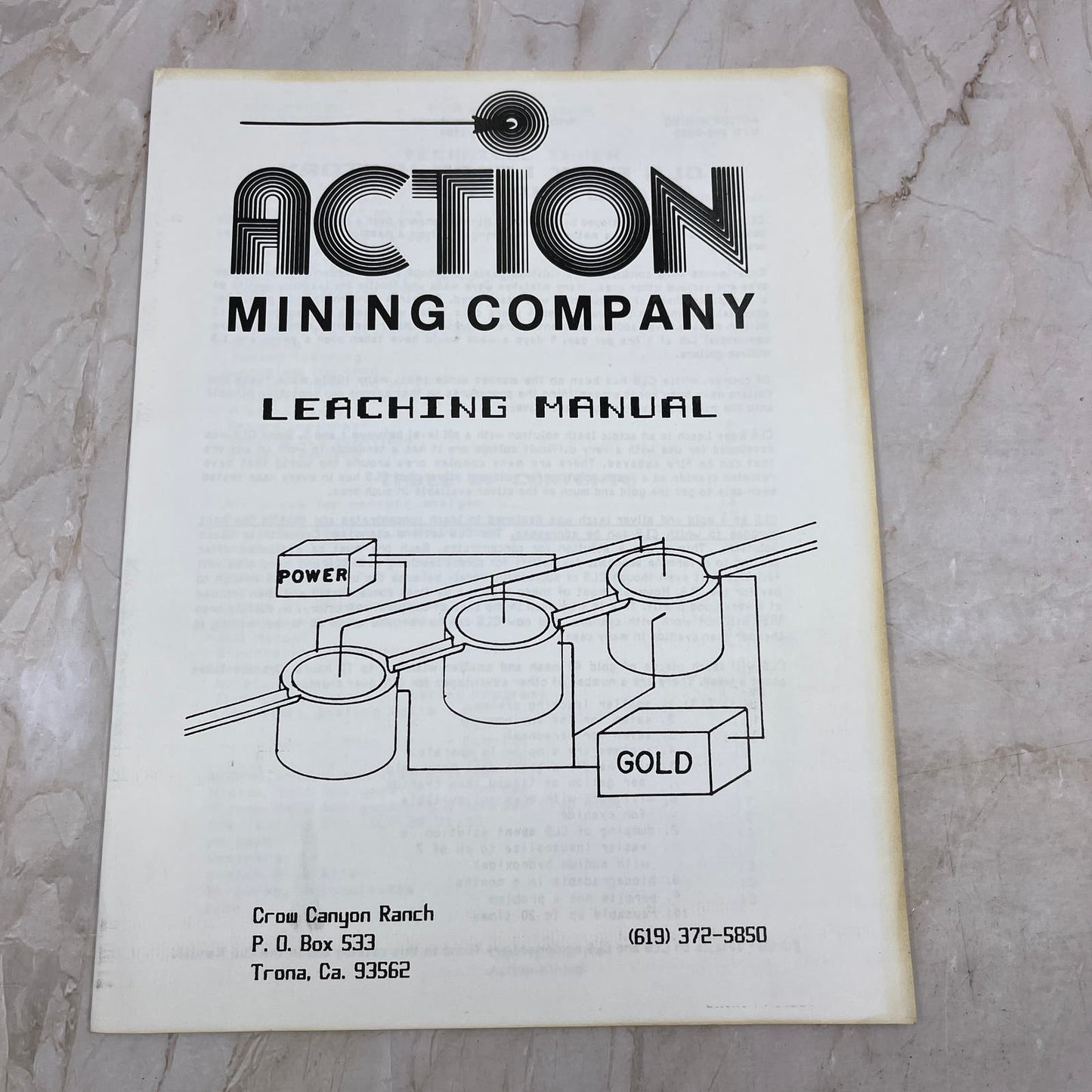 1984 Action Mining Company Leaching Manual Crow Canyon Ranch Trona CA M11