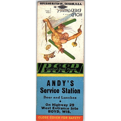 Andy's Service Station Boyd WI Vintage Matchbook Cover SF3-Y1