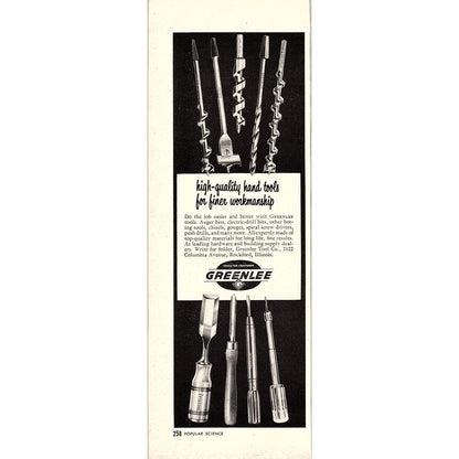 Greenlee Tool Co Hand Tools Rockford IL 1955 Ad AG1-7