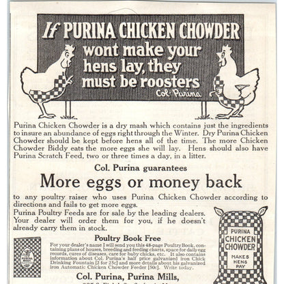 Purina Chicken Chowder St Louis MO 1913 Magazine Advertisement AE7-N7