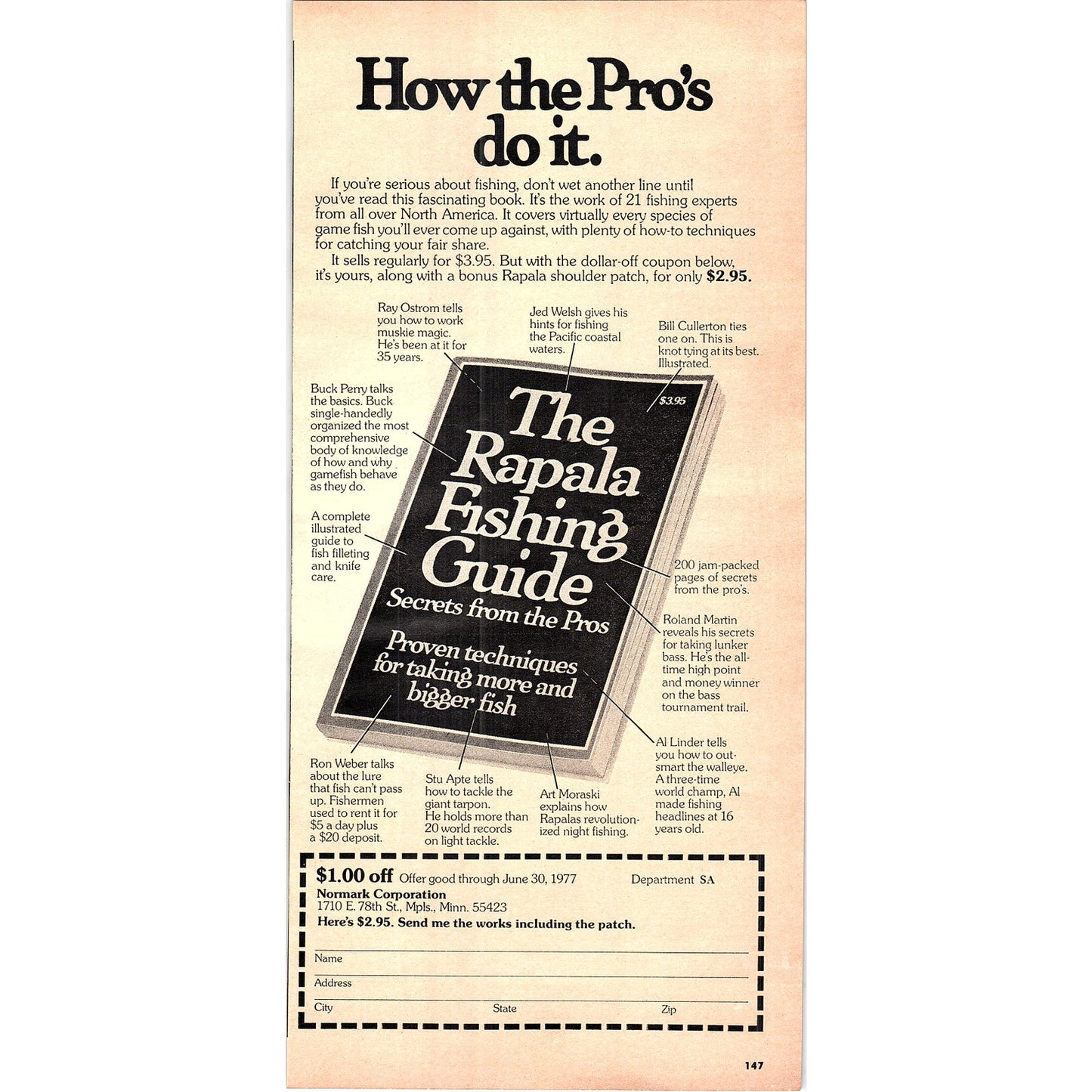 The Rapala Fishing Guide Promo Normark Corporation 1977 Ad D25