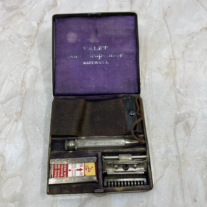 Antique Valet Auto Strop Razor in Original Metal Case Shaving Kit TI9