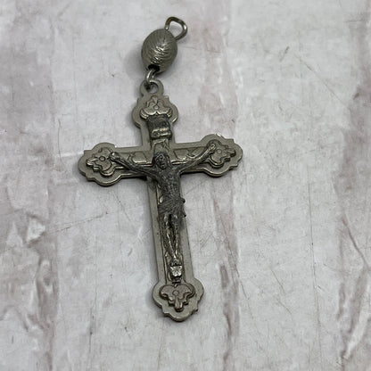Vintage Silver Tone Metal Cross Crucifix Italy SF4