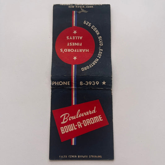 Boulevard Bowl-A-Drome Hartford Bowling Alleys Vintage Matchbook Cover TB8-MB2-2