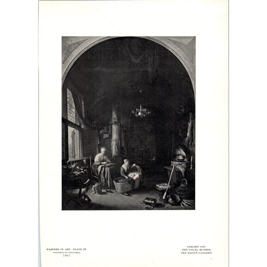 The Young Mother - Gerard Dou c1905 Art Print D15