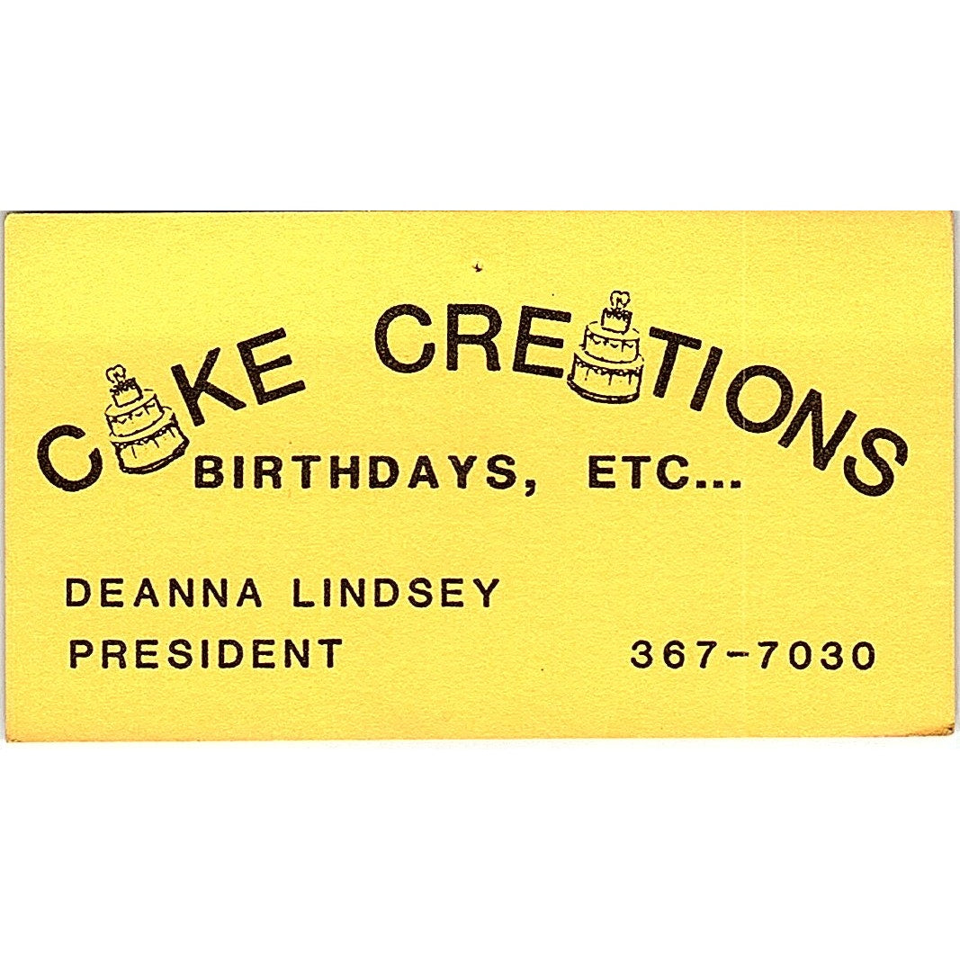 Deanna Lindsey Cake Creations Houston Vintage Business Card SD9-B6
