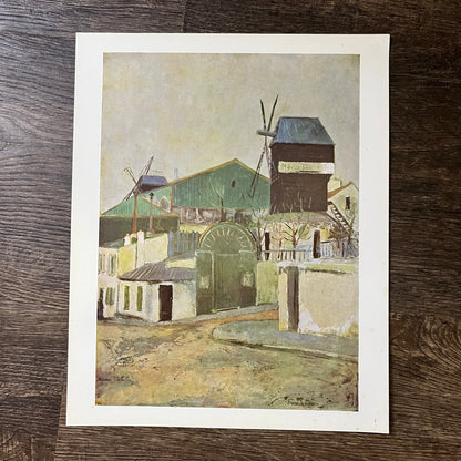 The Mills of the Galette by Maurice Utrillo Lithograph Vintage Art Print 9x12 V5