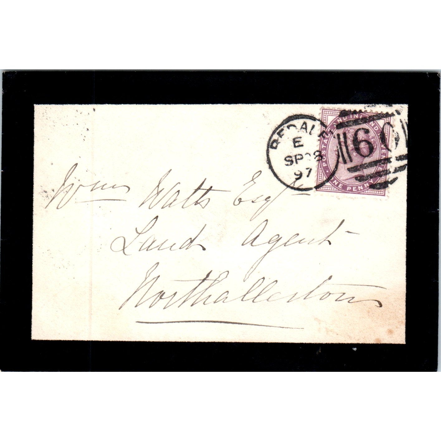 1897 Postal Cover Bedale England 60 to Northallerton William Watts P4-7