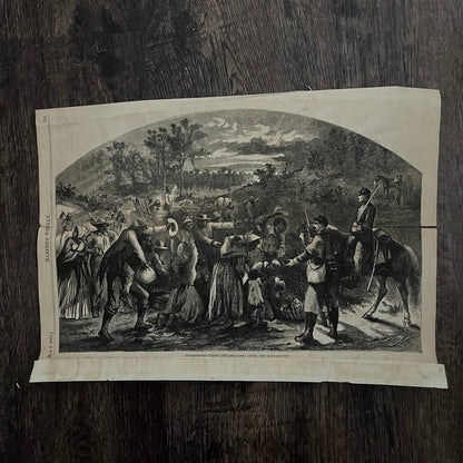 Contrabands Coming Into Lines Under Proclamation 1863 Civil War Engraving C28