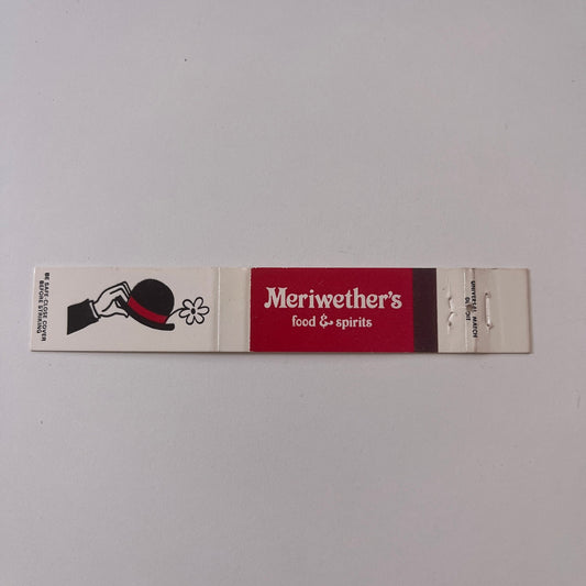 Merriwether's Food & Spirits Southfield, Warren MI Vintage Matchbook TB6-MB2-9