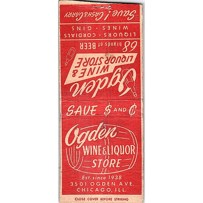 Ogden Wine & Liquor Store Chicago Vintage Matchbook Cover SC7-Y11