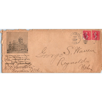 1900 J.T. Greenwood Gage County Courthouse Beatrice Nebraska Envelope AD8-R8