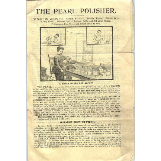 c1900 Pearl Polisher Family Laundry Leaflet W.P. Harrison & Co Columbus OH AB9