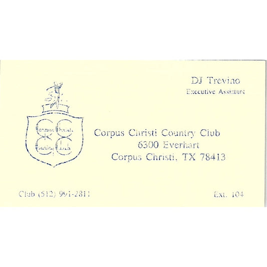 DJ Trevino Corpus Christi Country Club Vintage Business Card SC9-B1