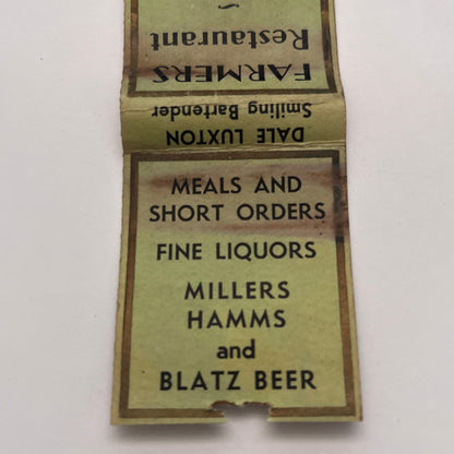 Farmer's Restaurant Belvidere Illinois Paepke Vintage Matchbook Cover TB8-MB-3