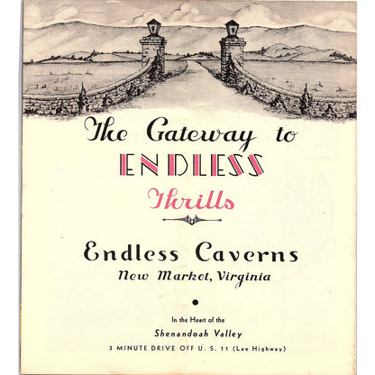 c1925 Endless Caverns New Market VA Vintage Fold Out Travel Brochure TH2-TB2