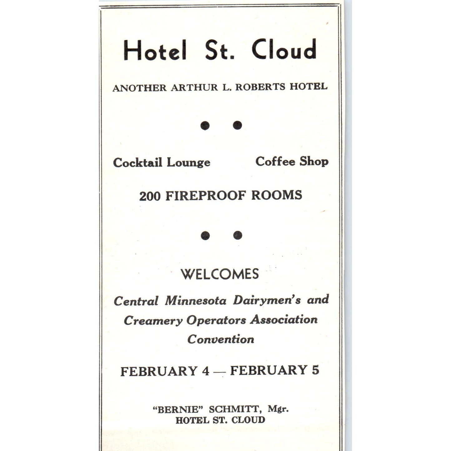 Hotel St. Cloud MN, June Dairy Products NY 1953 Ad AE9-DC1