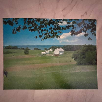 Hilltop View of White Farmstead in New England 12x16" Art Print FL1