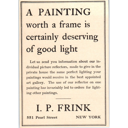 I.P. Frink Framing New York 1908 Victorian Ad AB8-MA11