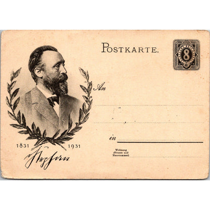 Heinrich Von Stephan 100th Anniversary Blank 1931 German Reich Postcard P5-12