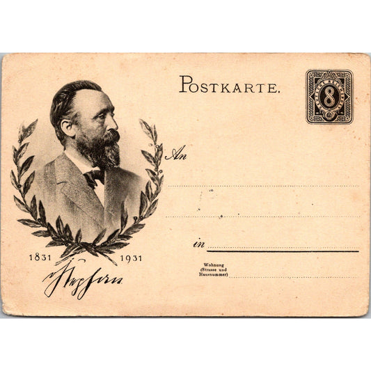 Heinrich Von Stephan 100th Anniversary Blank 1931 German Reich Postcard P5-12