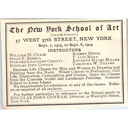 1903-04 New York School of Art William M. Chase Victorian Ad AE9-MA10