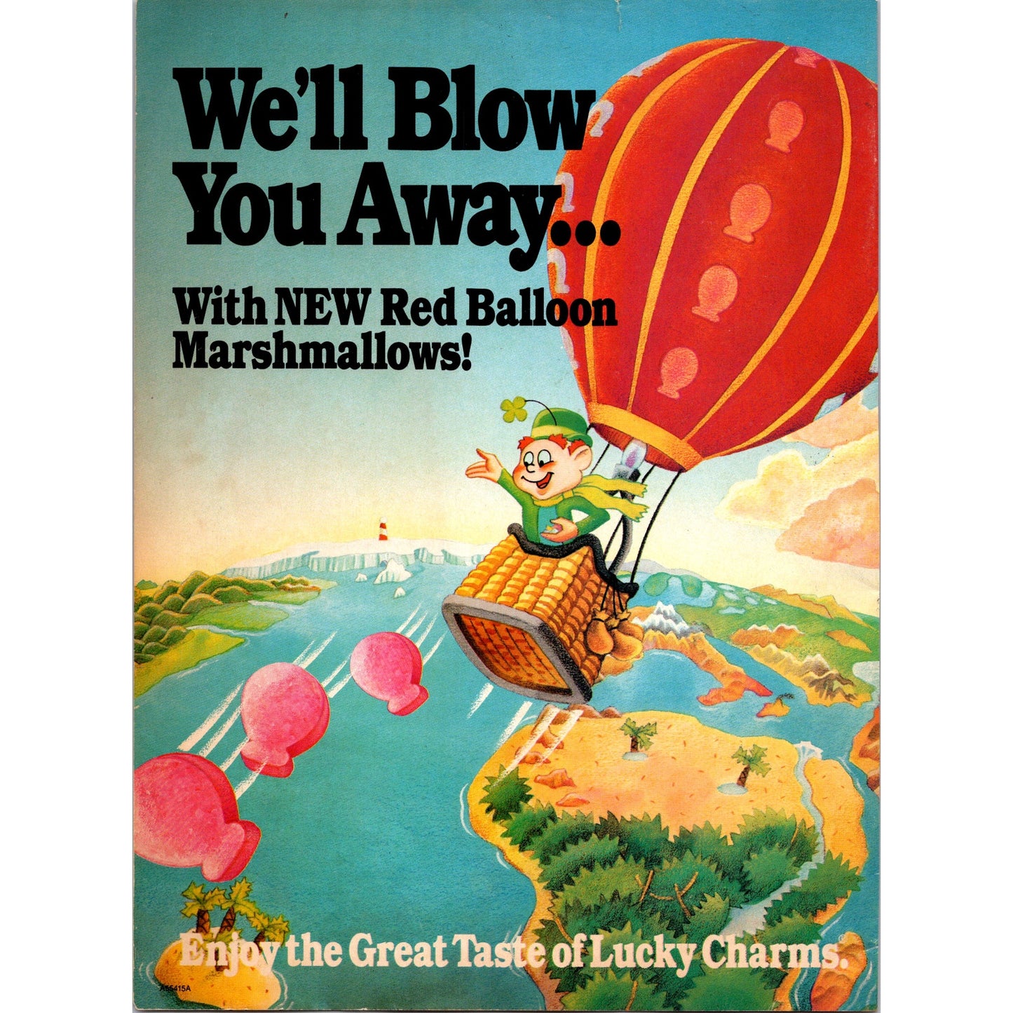 Lucky Charms New Red Balloon Marshmallows General Mills 1989 Ad B21
