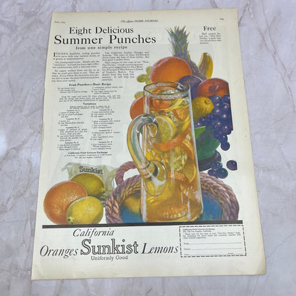 California Sunkist Oranges Lemons Summer Punch Recipe 1924 Magazine Ad FL6-11