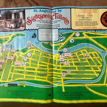 St. Augustine by Sightseeing Trains Fold Out Map 1989 Ad AF9-2