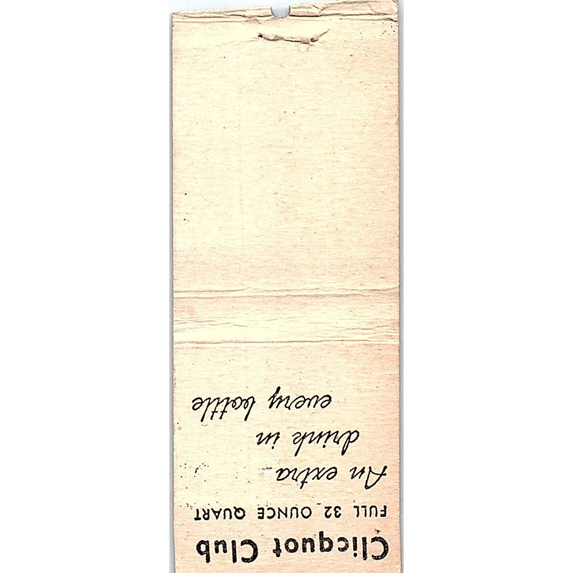 Clicquot Club Beverages Soda Pop Vintage Matchbook Cover SC7-Y11