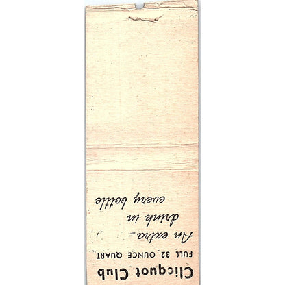 Clicquot Club Beverages Soda Pop Vintage Matchbook Cover SC7-Y11