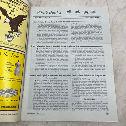 1985 Nov American Bee Journal Magazine Bees Beekeeping Honey M8